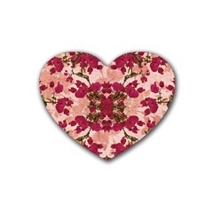 Retro Vintage Floral Motif Drink Coasters 4 Pack (heart)  by dflcprints