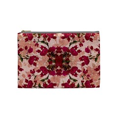 Retro Vintage Floral Motif Cosmetic Bag (medium) by dflcprints