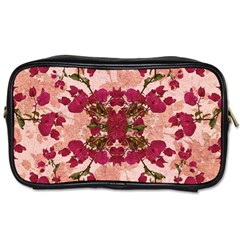 Retro Vintage Floral Motif Travel Toiletry Bag (one Side) by dflcprints