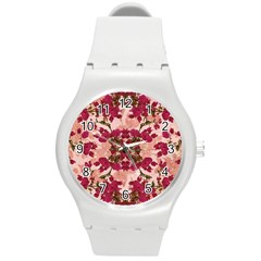 Retro Vintage Floral Motif Plastic Sport Watch (medium)