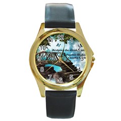 Psychic Medium Claudia Round Leather Watch (gold Rim) 