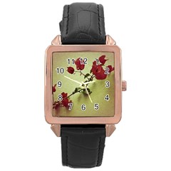 Santa Rita Flower Rose Gold Leather Watch 