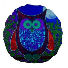 Moon Owl  18  Premium Round Cushion  by SaraThePixelPixie