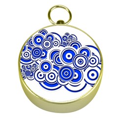 Trippy Blue Swirls Gold Compass