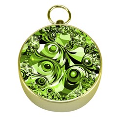 Retro Green Abstract Gold Compass