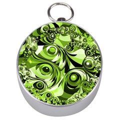 Retro Green Abstract Silver Compass by StuffOrSomething