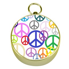 Peace Sign Collage  Gold Compass by StuffOrSomething