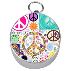 Peace Collage Silver Compass