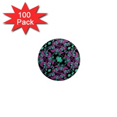 Floral Arabesque Pattern 1  Mini Button Magnet (100 Pack) by dflcprints