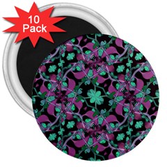 Floral Arabesque Pattern 3  Button Magnet (10 Pack)