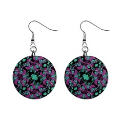 Floral Arabesque Pattern Mini Button Earrings by dflcprints