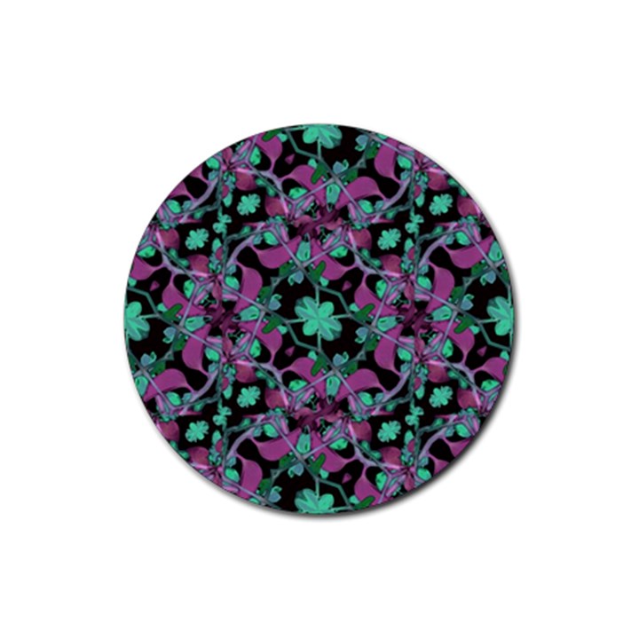 Floral Arabesque Pattern Drink Coasters 4 Pack (Round)