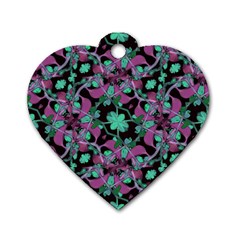 Floral Arabesque Pattern Dog Tag Heart (two Sided) by dflcprints