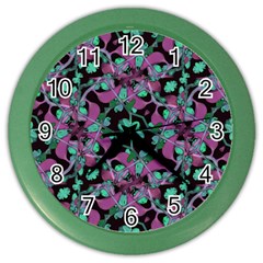 Floral Arabesque Pattern Wall Clock (color) by dflcprints