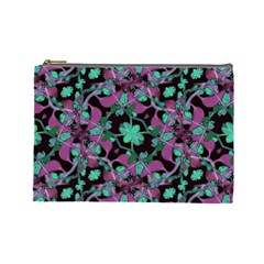 Floral Arabesque Pattern Cosmetic Bag (large) by dflcprints