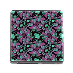 Floral Arabesque Pattern Memory Card Reader With Storage (square)