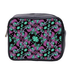 Floral Arabesque Pattern Mini Travel Toiletry Bag (two Sides) by dflcprints