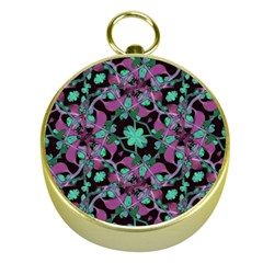 Floral Arabesque Pattern Gold Compass