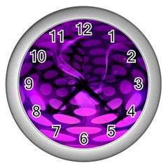 Abstract In Purple Wall Clock (silver)