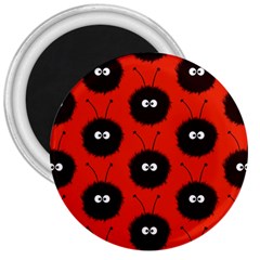 Red Cute Dazzled Bug Pattern 3  Button Magnet by CreaturesStore