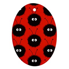 Red Cute Dazzled Bug Pattern Oval Ornament by CreaturesStore