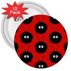 Red Cute Dazzled Bug Pattern 3  Button (10 Pack) by CreaturesStore