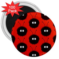 Red Cute Dazzled Bug Pattern 3  Button Magnet (100 Pack) by CreaturesStore