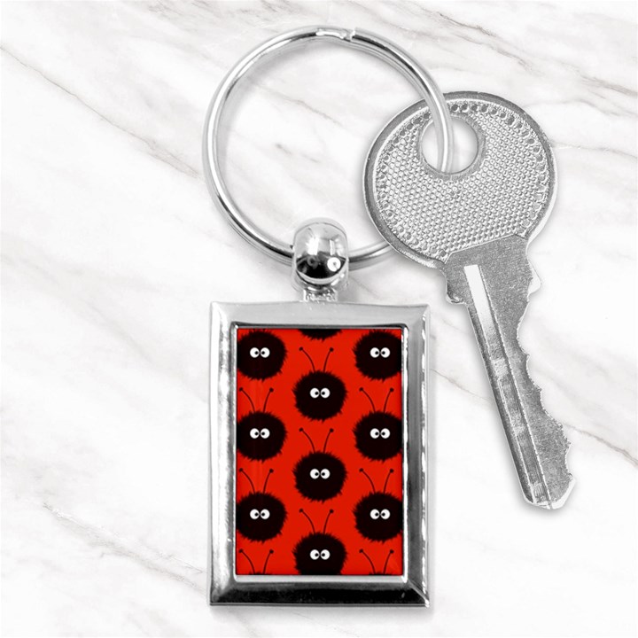 Red Cute Dazzled Bug Pattern Key Chain (Rectangle)