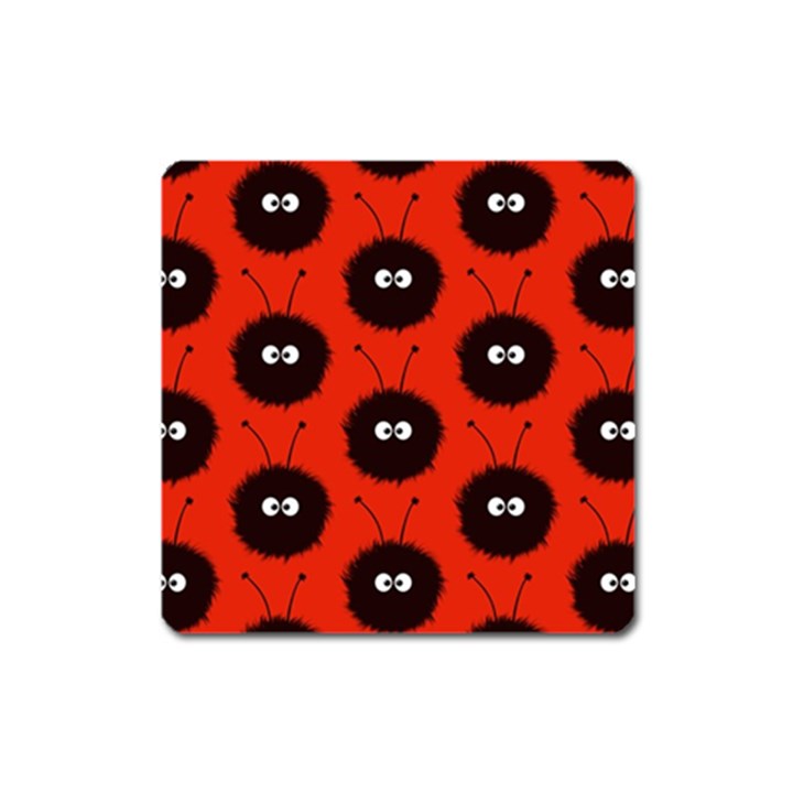 Red Cute Dazzled Bug Pattern Magnet (Square)