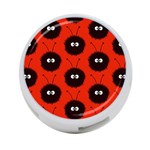 Red Cute Dazzled Bug Pattern 4-Port USB Hub (Two Sides) Back