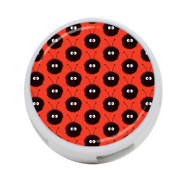 Red Cute Dazzled Bug Pattern 4-Port USB Hub (Two Sides)