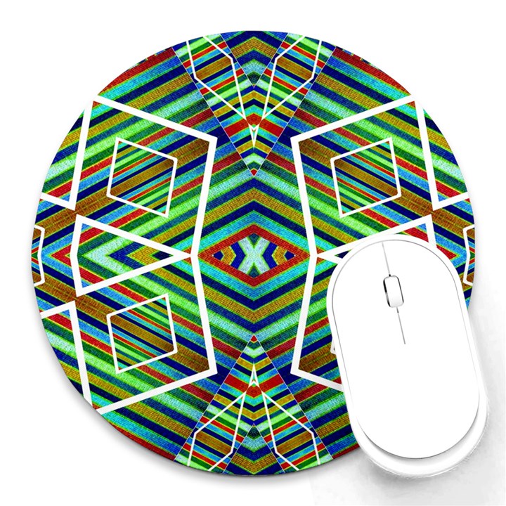 Colorful Geometric Abstract Pattern 8  Mouse Pad (Round)