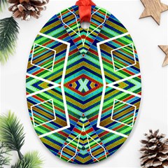 Colorful Geometric Abstract Pattern Oval Ornament by dflcprints