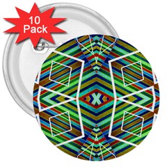 Colorful Geometric Abstract Pattern 3  Button (10 Pack)