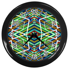 Colorful Geometric Abstract Pattern Wall Clock (black)