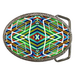 Colorful Geometric Abstract Pattern Belt Buckle (oval)