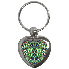 Colorful Geometric Abstract Pattern Key Chain (heart) by dflcprints