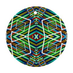 Colorful Geometric Abstract Pattern Round Ornament (two Sides) by dflcprints