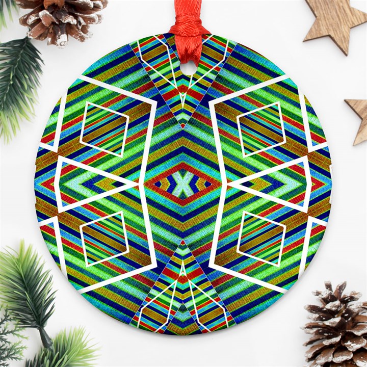 Colorful Geometric Abstract Pattern Round Ornament (Two Sides)