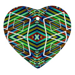 Colorful Geometric Abstract Pattern Heart Ornament (two Sides)