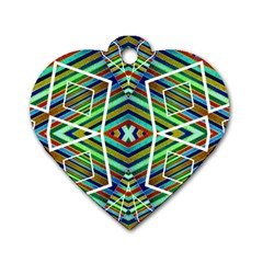 Colorful Geometric Abstract Pattern Dog Tag Heart (two Sided)