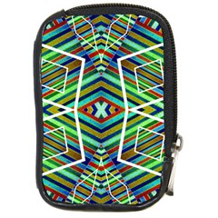 Colorful Geometric Abstract Pattern Compact Camera Leather Case