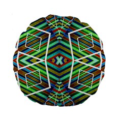 Colorful Geometric Abstract Pattern 15  Premium Round Cushion  by dflcprints