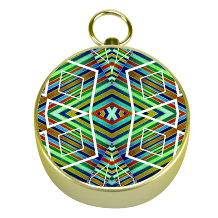 Colorful Geometric Abstract Pattern Gold Compass