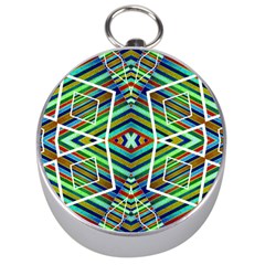 Colorful Geometric Abstract Pattern Silver Compass