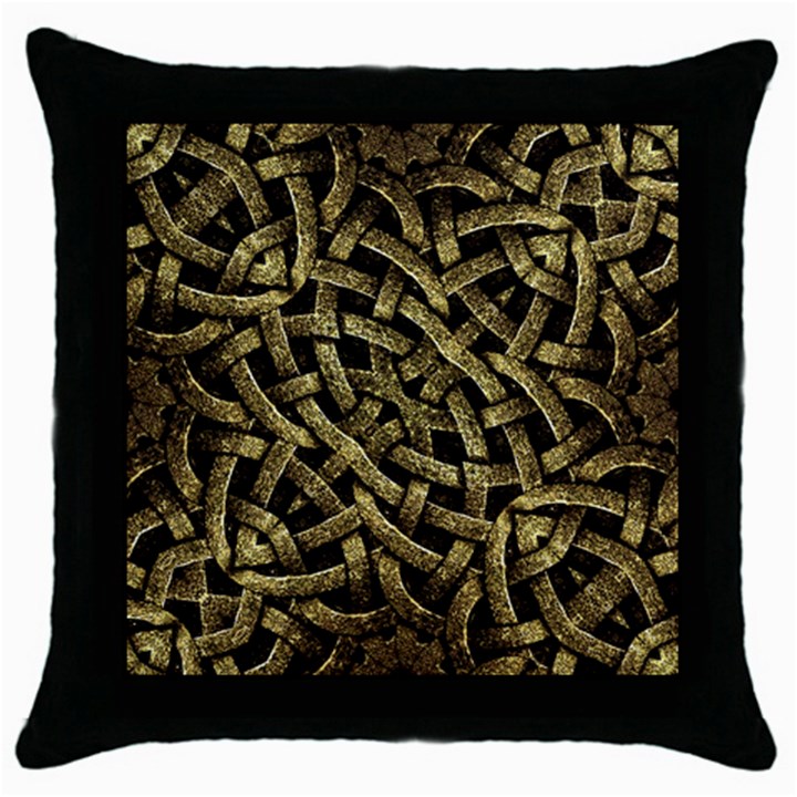 Ancient Arabesque Stone Ornament Black Throw Pillow Case