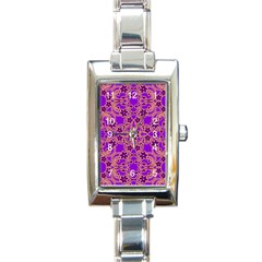 Purple Moroccan Pattern Rectangular Italian Charm Watch