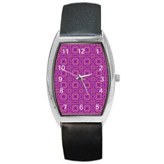 Purple Moroccan Pattern Tonneau Leather Watch