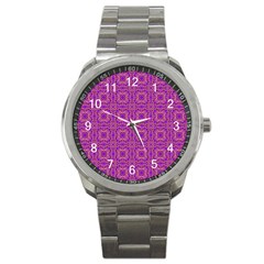 Purple Moroccan Pattern Sport Metal Watch