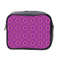 Purple Moroccan Pattern Mini Travel Toiletry Bag (two Sides)